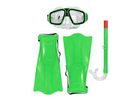 Kit Mergulho Piscina Infantil Óculos Snorkel Pé DePato Verde