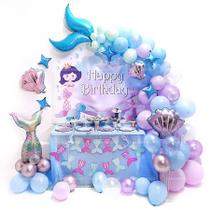 Kit Mermaid Balloon Garland Arch, 136 unidades, azul, roxo Kit Mermaid Balloon Garland Arch, 136 unidades, azul, roxo