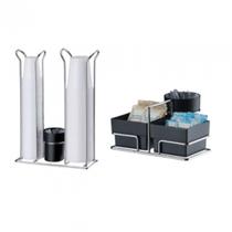 Kit mesa 2 peças preto Future suporte sache chá acuçar porta copo descartavel Kit mesa 2 peças preto Future suporte sache chá acuçar porta copo descartavel