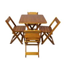Kit Mesa 70x70 Dobrável em Madeira Maciça com 4 Cadeiras Kit Mesa 70x70 Dobrável em Madeira Maciça com 4 Cadeiras