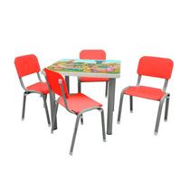 Kit Mesa Adesivada Infantil 4 Cadeiras Reforçada LG flex Vermelha - Lg Flex Cadeiras