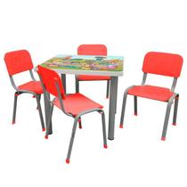 Kit Mesa Adesivada Infantil 4 Cadeiras Reforçada LG flex Vermelha Kit Mesa Adesivada Infantil 4 Cadeiras Reforçada LG flex Vermelha