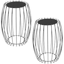 Kit Mesa Apoio Lateral 43 Cm Tampo Vidro Preto Base Metal Preto Nacc Preto Preto