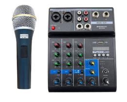 Kit Mesa Audio 4 Canais Gf-6184+Microfone Com Fio Kadosh K98