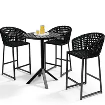 Kit Mesa Bistrô Hani Com 03 Banquetas Área Gourmet Bar Corda Náutica Porto D04 Preto - Lyam Decor Kit Mesa Bistrô Hani Com 03 Banquetas Área Gourmet Bar Corda Náutica Porto D04 Preto - Lyam Decor