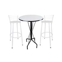 Kit Mesa Bistrô Preto Tampo Branco 2 Banquetas Branco Assento Branco Kit Mesa Bistrô Preto Tampo Branco 2 Banquetas Branco Assento Branco