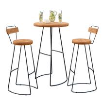 Kit Mesa Bistrô Redonda e 2 Banquetas Alta Astra com Encosto Base Metálica - Pallazio