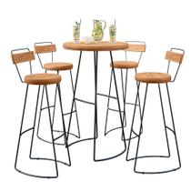 Kit Mesa Bistrô Redonda e 4 Banquetas Alta Astra com Encosto Base Metálica - Pallazio Kit Mesa Bistrô Redonda e 4 Banquetas Alta Astra com Encosto Base Metálica - Pallazio