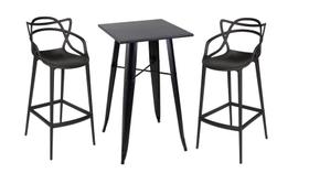 Kit Mesa Bistrô Tolix com 2 Banquetas Altas Allegra Preto Kit Mesa Bistrô Tolix com 2 Banquetas Altas Allegra Preto