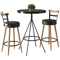 Kit Mesa Bistrô Viena e 2 Banquetas Moscou material sintético Preto SalaOne Kit Mesa Bistrô Viena e 2 Banquetas Moscou material sintético Preto SalaOne