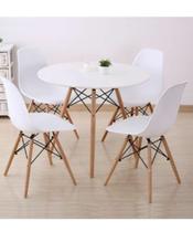 Kit mesa Branca 90cm Eiffel + 4 cadeiras Charles Eames - Móveis Caliandra