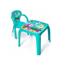 Kit Mesa C/ 1 Cadeira Infantil Lanchinho Brincadeira Estudo Love Rosa Dino Shark Astronauta Homem Aranha Meninos Meninas
