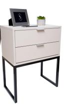 Kit Mesa Cabeceira Industrial Eco 40 2 Gavetas Base Preta- Kit Mesa Cabeceira Industrial Eco 40 2 Gavetas Base Preta-