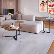 Kit Mesa Centro E Lateral Chanfrada Pes Metal Preto Hanover Artesano Hanover Preto