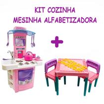 Kit Mesa Com 2 Cadeiras Rosa Mais Cozinha Infantil Completa