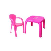 Kit mesa com estojo rosa infantil e cadeira rosa usual util