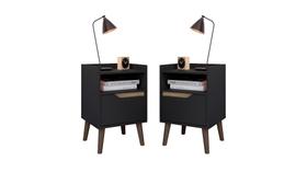 Kit Mesa de Cabaceira Gabriela Preto - Pek Móveis Kit Mesa de Cabaceira Gabriela Preto - Pek Móveis