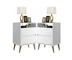 Kit Mesa de cabeceira 2 gavetas retrô pés palitos -Lotus- CM Kit Mesa de cabeceira 2 gavetas retrô pés palitos -Lotus- CM