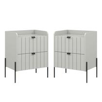 kit mesa de cabeceira com 2 gaveta riscada 45cm para quarto