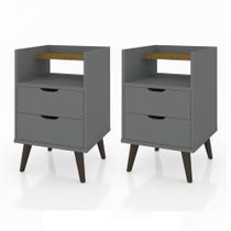Kit Mesa De Cabeceira Decor Com Duas Gavetas Um Nicho E Pés Palitos - ViaNossa