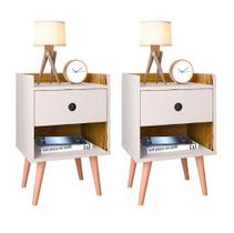 Kit Mesa de Cabeceira Moderna Quarto c/ Nicho -Decore-