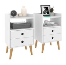 Kit Mesa de cabeceira Retrô Pés Palito 2 Gavetas - Dream - Varias cores