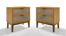 kit mesa de cabeceira santorini 2 gavetas nature