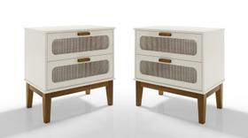 kit mesa de cabeceira santorini 2 gavetas off white kit mesa de cabeceira santorini 2 gavetas off white