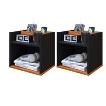 Kit Mesa de Cabeceira Suspensa Mudo Nicho Retro Quarto Madri Preto Cinamomo