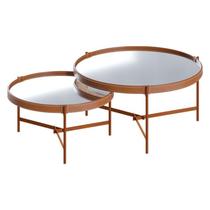 Kit Mesa de Centro Aqua com Espelho Cobre - Imcal Kit Mesa de Centro Aqua com Espelho Cobre - Imcal