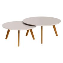 Kit Mesa de Centro Classic Redonda Off White - Imcal