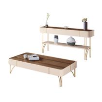 Kit Mesa de Centro e Aparador Miami Orgânica - Castanho Off White - EdeCasaMoveis Kit Mesa de Centro e Aparador Miami Orgânica - Castanho Off White - EdeCasaMoveis