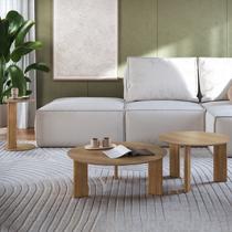 Kit Mesa de Centro e Lateral Chanfrada Pes Madeira Hanover Artesano