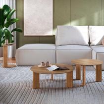 Kit Mesa De Centro E Lateral Chanfrada Pes Madeira Hanover Artesano Hanover