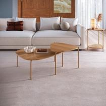 Kit Mesa De Centro E Lateral Organica Pes Metal Dourado Hanover Artesano Hanover Dourado