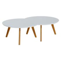 Kit Mesa de Centro Luna Branco Acetinado - Imcal Kit Mesa de Centro Luna Branco Acetinado - Imcal