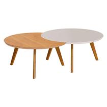 Kit Mesa De Centro Luna Off White Nature - Imcal