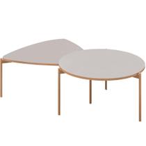Kit Mesa de Centro Redonda Ellie e Mesa de Centro Trina D05 Bali - Lyam Decor Kit Mesa de Centro Redonda Ellie e Mesa de Centro Trina D05 Bali - Lyam Decor