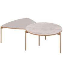 Kit Mesa De Centro Redonda Ellie E Mesa De Centro Trina D05 Bali Quartzo