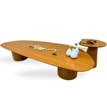 Kit Mesa de centro trendy de 160x70cm em freijo + Lateral Organicas 51cm