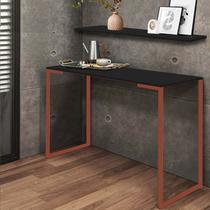 Kit Mesa de Estudos com Prateleira Stan Office Industrial Ferro Cobre MDF Preto - Ahz Móveis