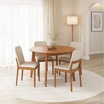 Kit Mesa de Jantar Extensível Redonda Tarsila e 4 Cadeiras Pequi CabeCasa MadeiraOriginals