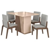 Kit Mesa de Jantar Harmonia com 4 Cadeiras Sinfonia em Linho