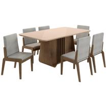 Kit Mesa de Jantar Harpa com 6 Cadeiras Sinfonia em Linho Kit Mesa de Jantar Harpa com 6 Cadeiras Sinfonia em Linho