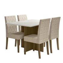 Kit Mesa de Jantar Helo Com Vidro 120x90 com 4 Cadeiras Jade