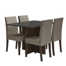 Kit Mesa de Jantar Helo Com Vidro 120x90 com 4 Cadeiras Jade