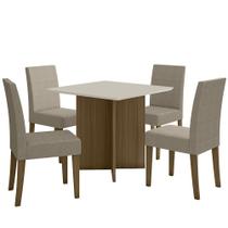Kit Mesa de Jantar Helo Sem Vidro 90x90 com 4 Cadeiras Josi