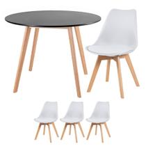 Kit - Mesa de jantar Leda 100 cm + 3 cadeiras estofadas Leda