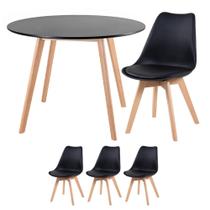 Kit - Mesa de jantar Leda 100 cm + 3 cadeiras estofadas Leda