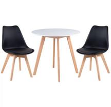 Kit - Mesa De Jantar Leda 90 Cm Branco + 2 Cadeiras Estofadas Leda Preto Kit - Mesa De Jantar Leda 90 Cm Branco + 2 Cadeiras Estofadas Leda Preto